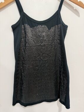 Lauren Moshi Black Croc-Embossed Cami Tank top- XS